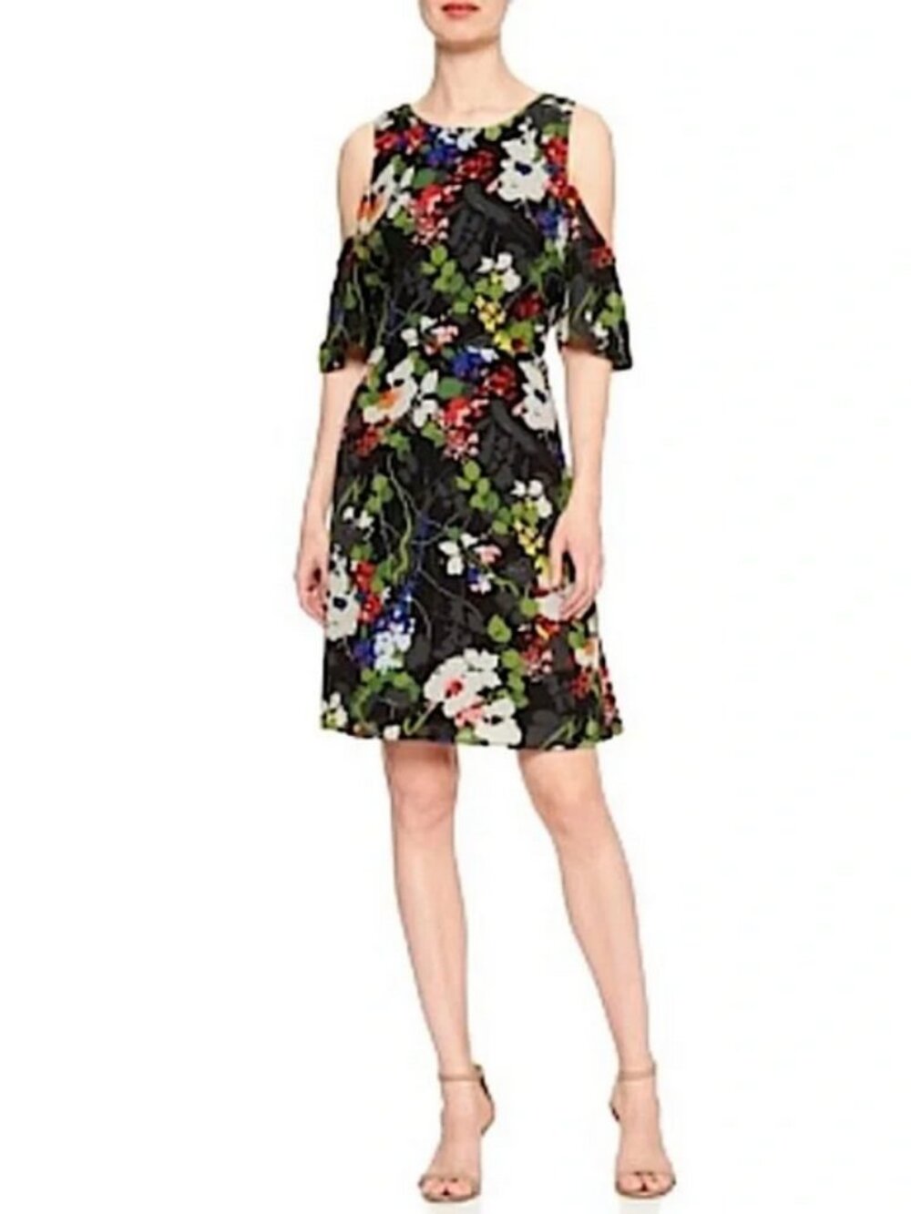 Banana Republic Floral Cold-Shoulder A-line Dress - S 6